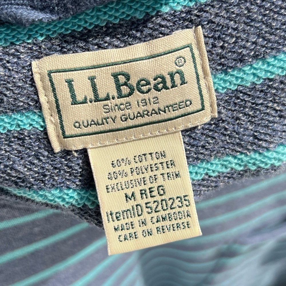 Men’s L.L. Bean Blue 'Lakewashed' Striped Cotton Crewneck Pullover Size Medium - Picture 8 of 11